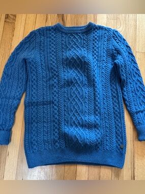 Amazing Authentic Irish Fisherman Cable knit sweater Bright Blue M unisex wool